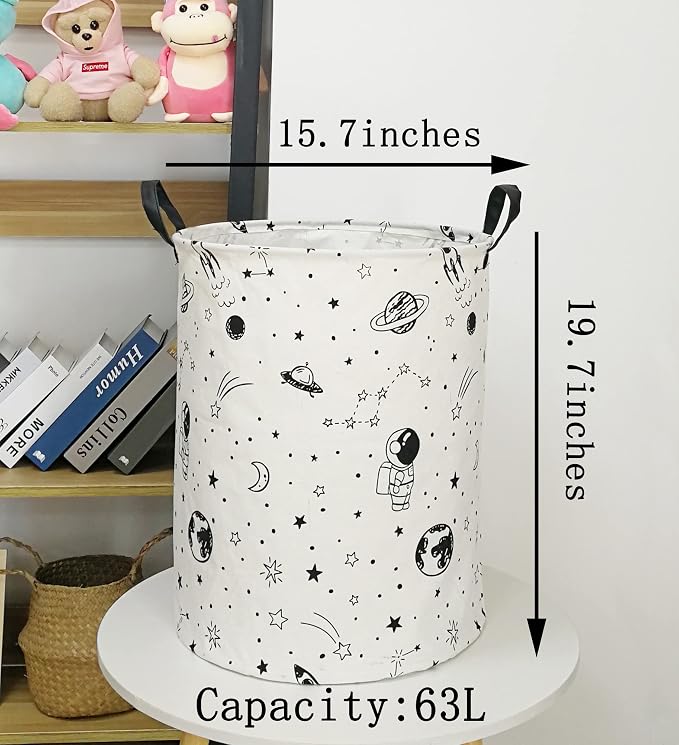 Collapsible Kids Laundry Basket Clothes Hamper, Foldable Storage Organizer Bin, Toy Clothes Storage with Handles for Boys Girls Bedroom, Room Decor Astronaut - Image 7
