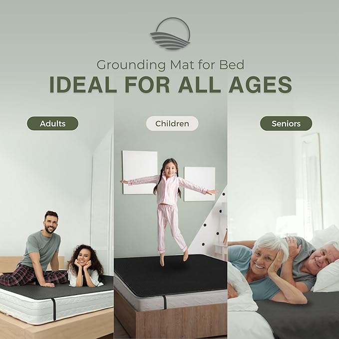 ELECTRAWAVE Grounding Mattress Cover Pad, Queen Size Earth Connected Conductive Carbon Leatherette Grounding Sheets for Better Sleep, Relieve Pain, Reduce Inflamation