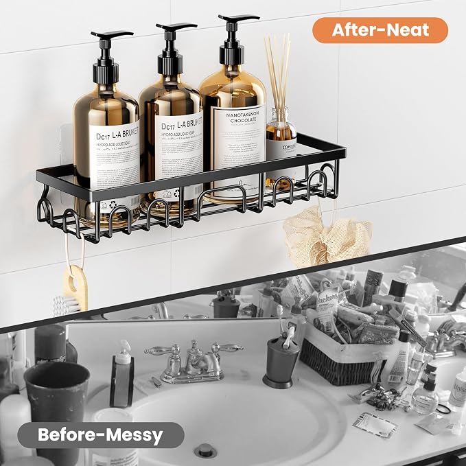 Shower Caddy, 3 Pack Shower Shelves for Inside Bathroom, Rustproof Adhesive Bathroom Organizer with Soap Holder, No Drilling Washroom Organizers and Storage for Bathtub Room/Kitchen/Home, Black - Image 8