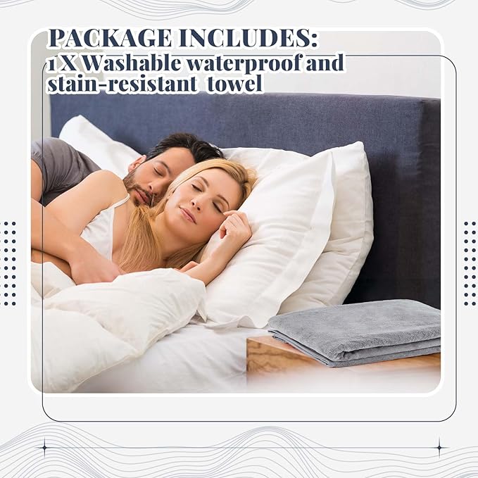 1 Pcs Couples Waterproof Mat Lover Reusable Stainproof Blanket Quiet Easy Use Mattress Protector for Adult Multi Functional Bed Sheet Couple Pleasure Comfort (18 x 24 in,Grey)