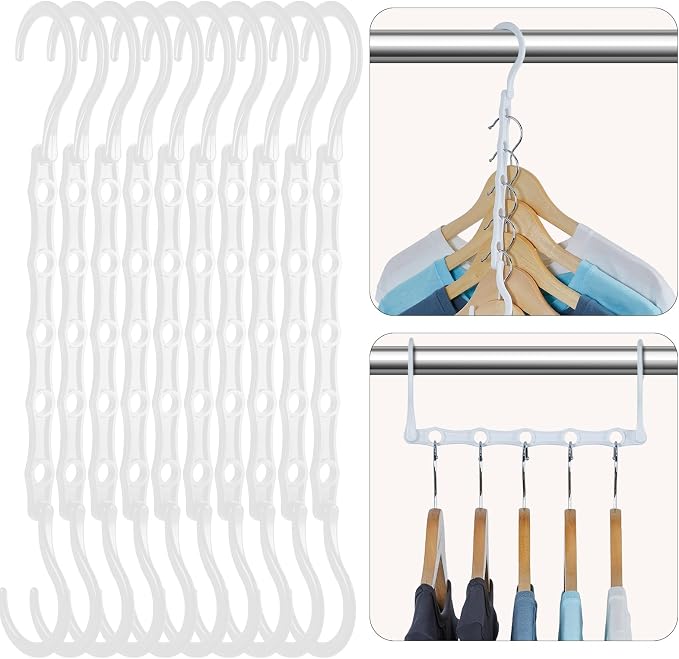 HOUSE DAY Closet Organizers and Storage, 16 Pack, Space Saving Hangers White, Closet Organizer Space Saver 80%, Sturdy Plastic Magic Hangers for All Types of Clothes, College Dorm Room Essentials by HOUSEDAY