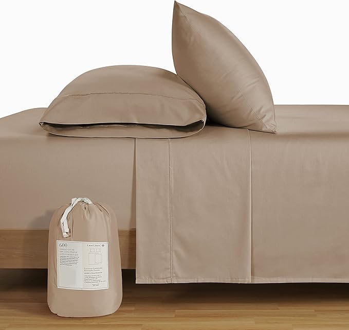 LANE LINEN Split King Sheet Sets for Adjustable Beds - 5 PCs, 600 Thread Count Split King Sheets Set - Sateen Weave King Split Sheets - Split Top King Sheets Set for Adjustable Bed - Taupe