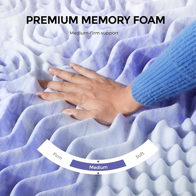 Dreamsmith 2 Inch Mattress Topper 7-Zone Memory Foam Mattress Topper Pressure Relief Soft Mattress Pad, CertiPUR-US Certified, King Size Bed