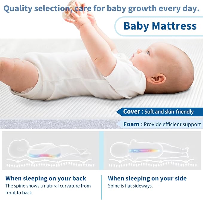 Pack and Play Mattress 38 x 26 x 1.25 inch, Soft Breathable Playard & Pack N Play Mattresses with Washable Waterproof Cover for Baby ＆Toddler