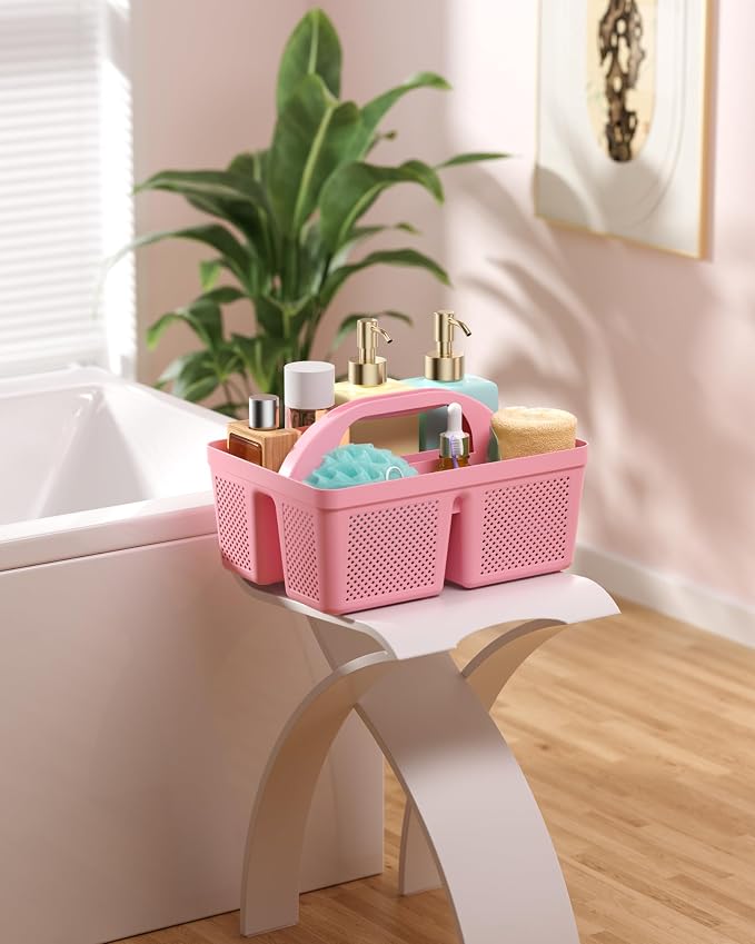 4 Pack Portable Shower Caddy, Integrated Handle, Reinforced Plastic, Organizer Storage Bathroom Supplies and Beauty Products, Cleaning Supplies, Shower Basket for Home, Dorm, Shelf and Cabinet - Image 9
