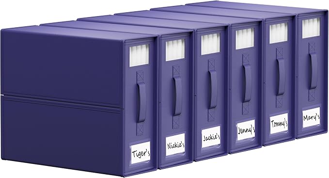 SheetCube Bed Sheet Organizers and Storage 6 Pack, Foldable Linen Closet Organizer with Window and Label, Bedding Folder Storage Box Container for Blanket, Duvet Cover Set, Bed Sheet Set - Navy Blue by SUOCO