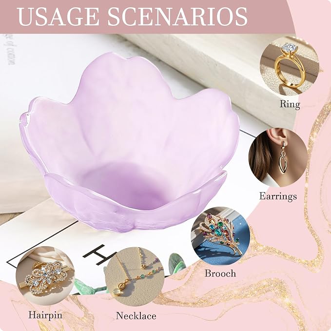 Gifts for Women Flower Jewelry Dish Ring Holder Jewelry Tray Vanity Organizer Room Decor Aesthetic Dorm Bathroom Decor Decorative Trinket Dish for Rings Earrings Necklaces Friendship Birthday Gifts - Image 7