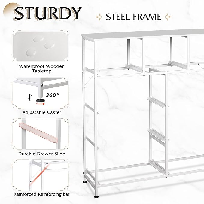 WLIVE 9-Drawer Dresser, Fabric Storage Tower for Bedroom, Hallway, Closet, Tall Chest Organizer Unit for Bedroom with Fabric Bins, Steel Frame, Wood Top, Easy Pull Handle, White - Image 7