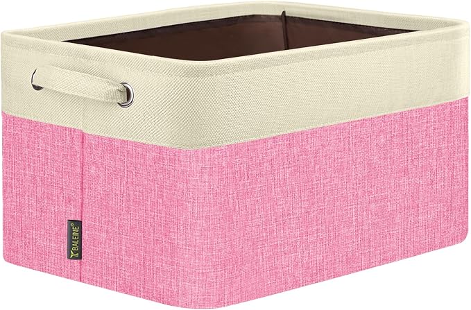 BALEINE 1 Pack Fabric Closet Storage Bins for Shelves, Linen Closet Organizers and Storage, Decorative Baskets for Organizing, Shelf, Clothes, Home, Office (Pink, 17''x13''x10.5'') by BALEINE