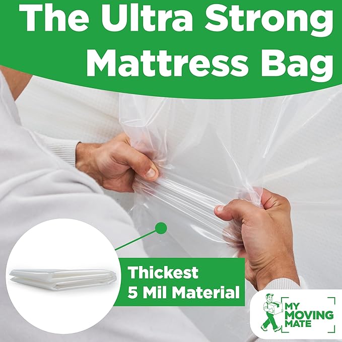 Mattress Bags for Moving, Twin Mattress Bag for Storage, 2 Pack Plastic Cover for Bed Storage & Disposal, Mattress Moving Bag Twin Size Protector XL - 39 x 100 x 14 inch (x 2)