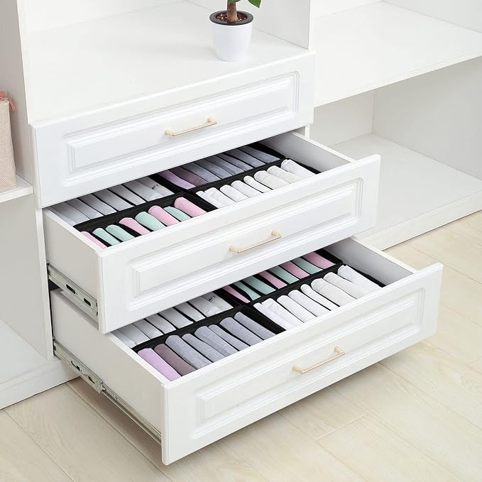 Qozary 4 Pack Drawer Organizers for Clothing, 8 Grids Foldable Closet Organizers and Storage Bins for Bedroom, Dresser Organizer Boxes for Thin T-shirts, Tank Tops - Image 7