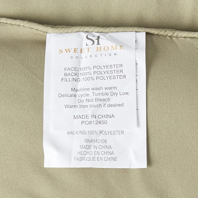 Sweet Home Collection 7 Piece Comforter Set Bag Solid Color All Season Soft Down Alternative Blanket & Luxurious Microfiber Bed Sheets, Sage, Queen