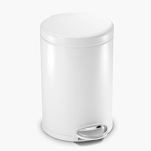 simplehuman 4.5 Liter Bathroom Trash Can, White Steel, Pack of 6 by Simplehuman