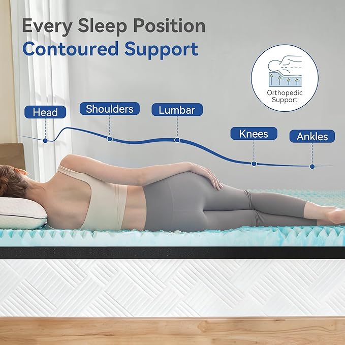 Firm Mattress Topper Full XL Size 3 Inch, Pain Relieving Foam Bed Topper for Extra Support, 5-Zone Memory Foam&High-Density Foam Mattress Pad, CertiPUR-US Certified