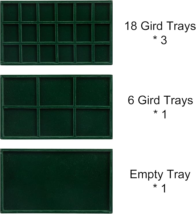 Frebeauty Acrylic Jewelry Organizer Earring Organizer Box with 5 Drawers Earring Holder Organizer with Velvet Trays Clear Jewelry Box for Women Earring Display for Rings Studs(Blackish Green) - Image 3
