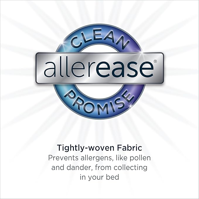 AllerEase 100% Organically Grown Cotton Top Waterproof Mattress Pad King Size Plush Hypoallergenic Fill Allergy Defense Fabric Machine Washable Stretch Sidewalls Fitted Mattress Cover Topper (White)