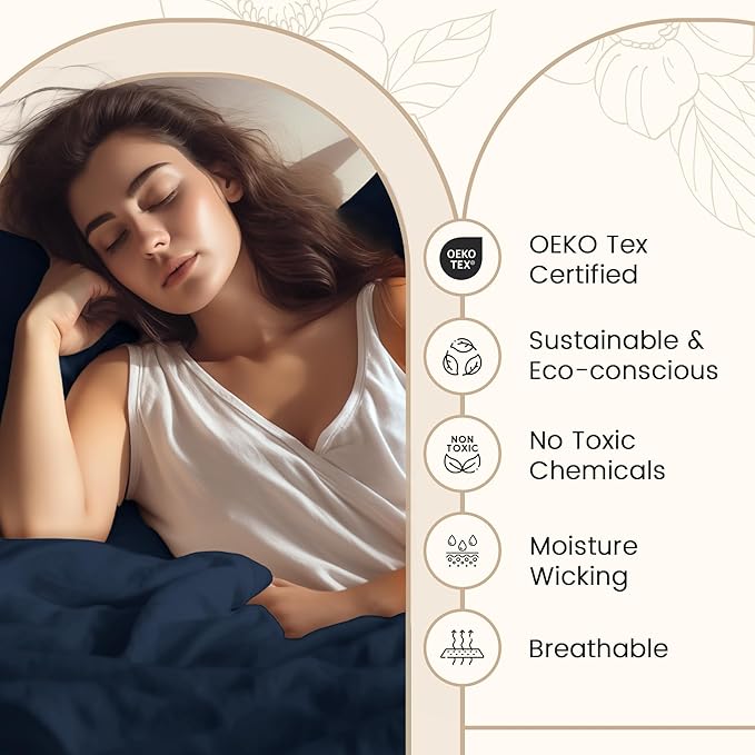 100% Egyptian Cotton Sheets Queen Size Set, 800TC Deep Pocket Queen Sheets Set, Soft Breathable Sateen Weave 4PC Elasticated Sheet & Pillowcase Sets, No Pill & Shrink, Fade Resistant- Dark Denim