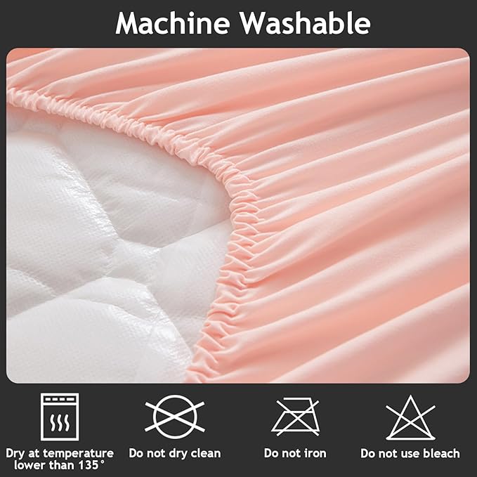 Queen Mattress Protector Waterproof, 18" Deep Pocket Mattress Cover - Lab Tested Leakproof, Oeko-TEX Certified, Breathable & Noiseless, Machine Washable,Queen Fitted Sheet Only (Pink)