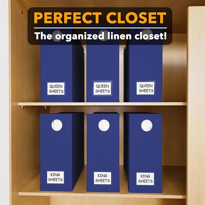 SpaceAid 6 Pack Bed Sheet Organizers and Storage, Foldable Sheet Organizer with Window for Linen Closet, Set Folder Keeper for Queen & King Size Bedding Storage (Navy Blue) - Image 5