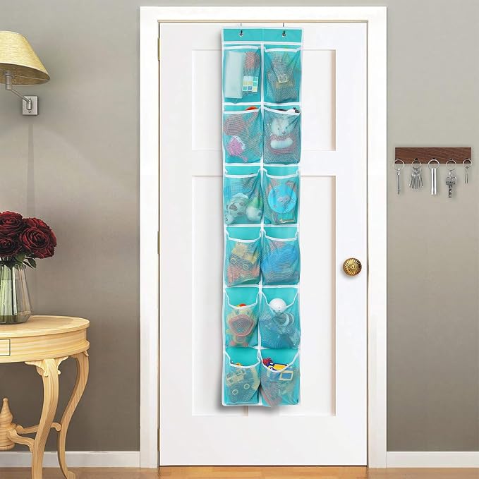 GOMAJI Over the Door Hanging Shoe Organizer, 12 Pockets, Turquoise - Image 5
