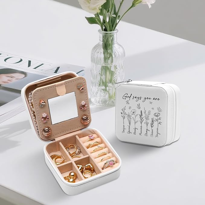 GAOLZIUY God Says You Are Inspirational Travel Jewelry Box, Religious Bible Verse Christian Spiritual Gifts for Women Girls, Faith Portable Jewelry Organizer Case for Friend, Sister, Mom - Image 8