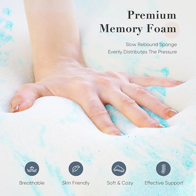 DUMOS Mattress Toppers Memory Foam California King, 3 Inch Thick Bed Topper Pad Cooling Gel Infused Soft Comfy Breathable for Sleeper Sofa Couch RV Camper, CertiPUR-US Certified, Blue