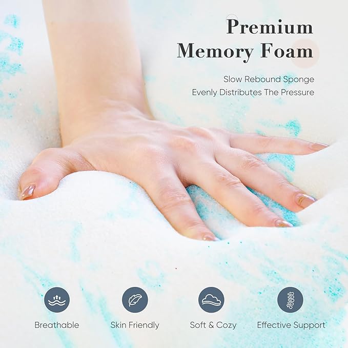 DUMOS Mattress Toppers Memory Foam Twin XL, 3 Inch Thick Bed Topper Pad Cooling Gel Infused Soft Comfy Padding Breathable for Sleeper Sofa Couch RV Camper, CertiPUR-US Certified,Blue