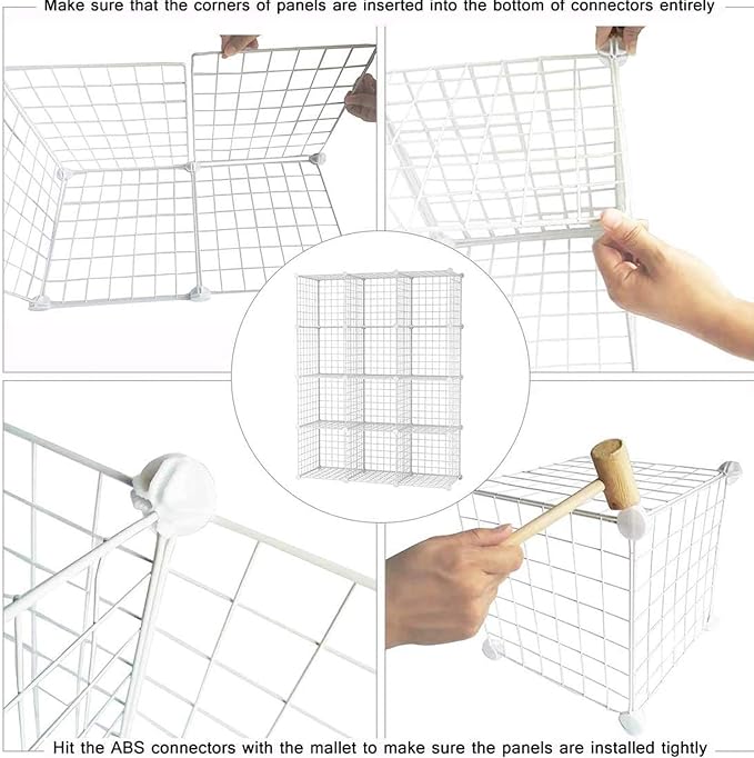 C&AHOME Wire Cube Storage, 12-Cube Storage Organizer Metal, C Grids Storage Bins Shelving, Modular Bookshelf Shelf, Closet Cabinet Ideal for Bedroom, Office 36.6”L x 12.4”W 48.4”H White - Image 7