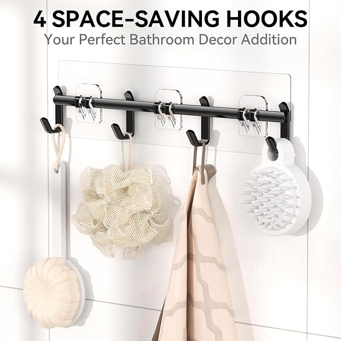YASONIC Shower Caddy 6 Pack Rustproof Shower Organizer, Large Capacity Shower Shelves for Inside Shower, Bathroom Organizers and Storage with Soap Holder and 12 Hooks, Adhesive Shower Storage - Image 3