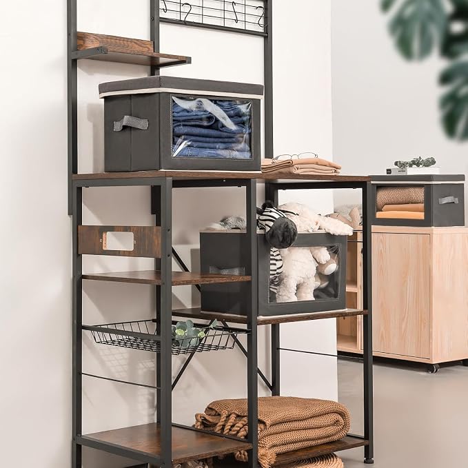 Homsorout Stackable Storage Bins with Lids - Medium Storage Box with Lids, Foldable Closet Boxes for Organizing, Wardrobe Clothes Organizer with Window, Cubes Bins for Living Room, 4 Pack, Dark Grey - Image 5