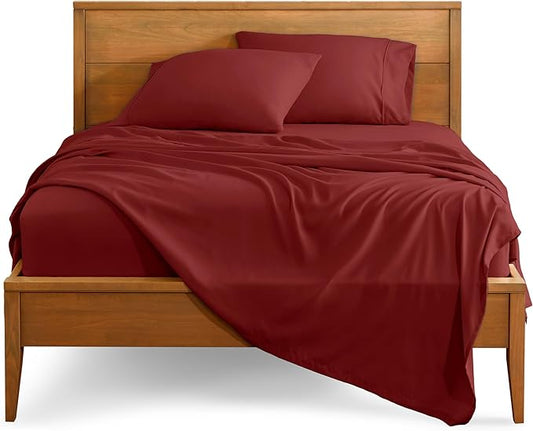 Bare Home King Sheet Set - 1800 Ultra-Soft Microfiber King Bed Sheets - Double Brushed - Deep Pockets - Easy Fit - 4 Piece Set - Bedding Sheets & Pillowcases (King, Rosewood)