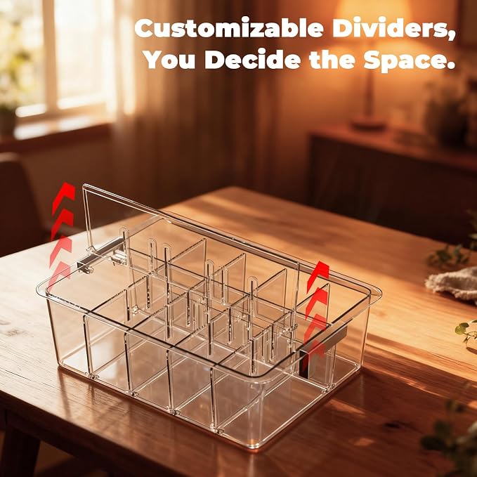 Socks Bra Underwear Drawer Organizer for Closet, 2 PCS Plastic Storage Box with 15 Removable Compartments and Lid, Clear Dresser Drawer Organizer Storage Container with Dividers for Sock Ties Belts - Image 6