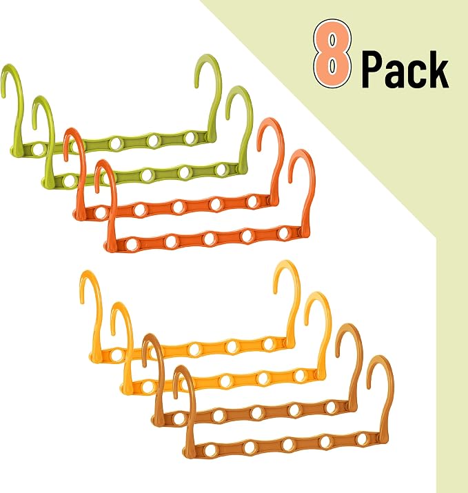 Mr. Pen- Space Saving Hangers for Clothes, 8 pcs, Autumn Colors, Plastic Multi Clothes Hangers Space Saving, 5 Slots, 360° Rotating Hooks - Image 2