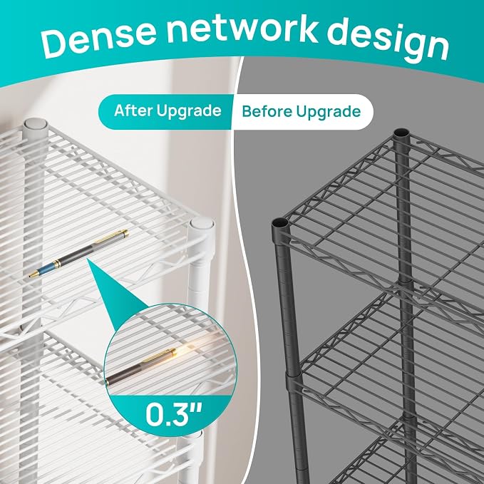 SINGAYE 6 Shelves Storage Shelf Wire Closet Bathroom Organizers Metal Pantry Kitchen Small Garage Shelving Unit Laundry Room Organization Home Corner Rack Estantes para Cocina White 10" Dx16 Wx60”H - Image 3