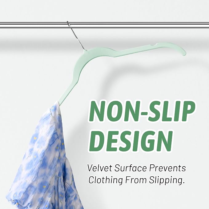 SIshynio 30 Pack Velvet Hangers – Non-Slip Slim Clothes Hangers with 360° Swivel Hook, Space-Saving Flocked Shirt Hangers for Coats, Dresses, Blouses, Suits(Green) - Image 5