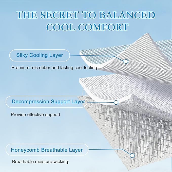 YOUR MOON Full Size Cooling Mattress Pad for Hot Sleepers - Soft Breathable Noiseless Bed Pad Cover Mattress Cover, 8"-16" Deep Pocket - Enhanced Cooling Technology for Restful Sleep, Pink