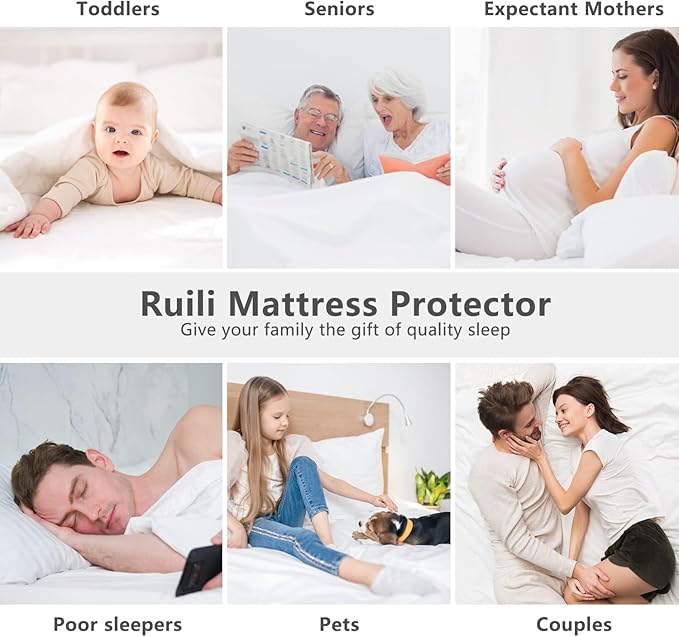 King Size Mattress Protector Waterproof Washable Mattress Padded Cover Fitted Bed Protection Noiseless Plastic Bed Pad Deep Pocket Up to 18“ Soft and Breathable（Gray）