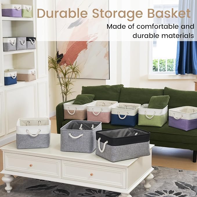 Large Storage Baskets- 15.7x11.8x8.26 inch Storage Bins for Shelves and Closet Organizing, Foldable Fabric Bin for Home Organization Clothes and Laundry (6-Pack, Black&Gray) - Image 7