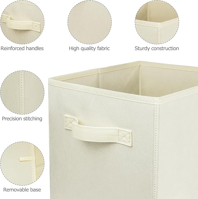 2 Pcs Storage Cubes, 10.5 Inch Collapsible Storage Bins, Fabric Foldable Bins for Organization, Durable Storage Bins for Closet, Shelves, Offices (Beige) - Image 4