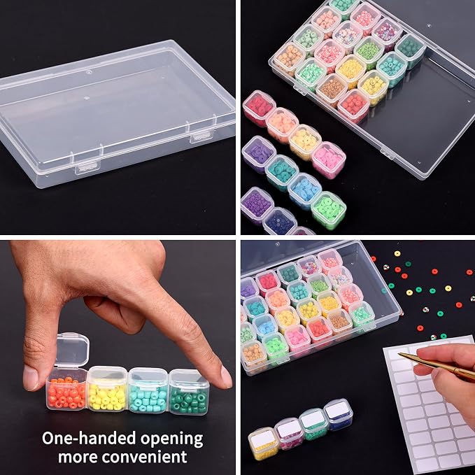 SGHUO Diamond Art Painting Bead Storage 3 Pack 28 Grids Diamond Art Accessories Boxes Plastic Organizer, Bead Organizer - Image 3