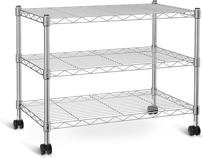 Simple Deluxe Heavy Duty 3-Shelf Shelving Unit, 24.02" D x 13.78"W x 21.97" H, 3 Tier, Chrome by SimpleDeluxe