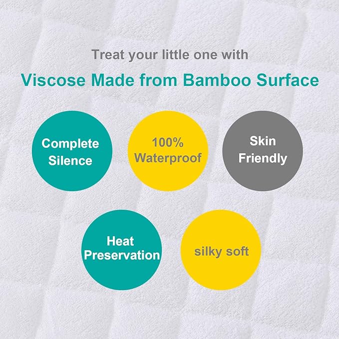 Bassinet Mattress Protector Fits 12" x 27" Moses Basket and Silver Cross Stroller Bassinet Mattress, Ultra Soft Waterproof and Breathable, 2 Pack, Washer & Dryer