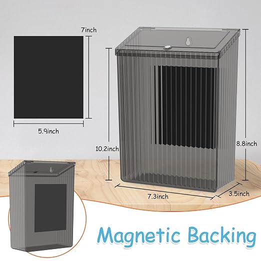 Sealegend Magnetic Slim Trash Can Wastebasket with Lid, Lint Bin, Storage Bins Perfect for Kitchen, Fridge, Cabinet, Bathroom, Laundry Room Organization, Black - Image 2