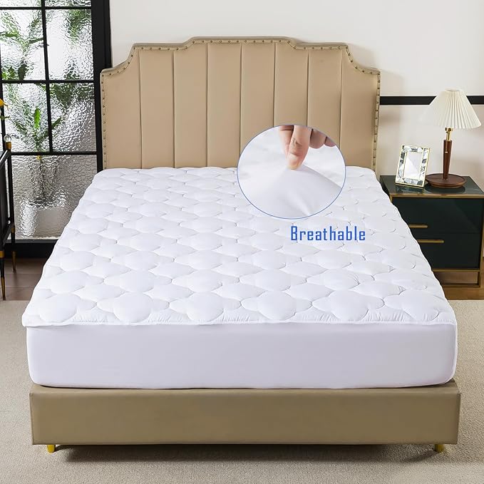 WhatsBedding Queen Mattress Pad,Fitted Queen Mattress Protector Soft with Deep Pocket 6"-18",Depth Breathable,Mattress Cover Queen