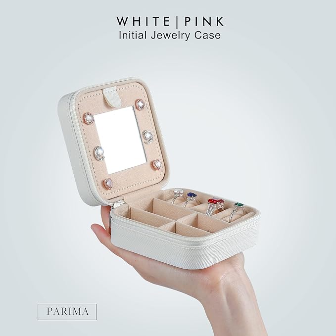 Parima Teen Girl Gifts Trendy Stuff for Girls, White Jewelry Box for Girl | Travel Must Have Jewelry Boxes for Teens | Birthday Gift for Teen Girls Graduation Travel Gift - Letter B, White - Image 2