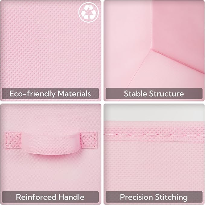 GRANNY SAYS Cube Storage Bins - 13x13 Cubby Organizer with Handle, Collapsible Storage Baskets for Shelves, Pink, 8-Pack - Image 4