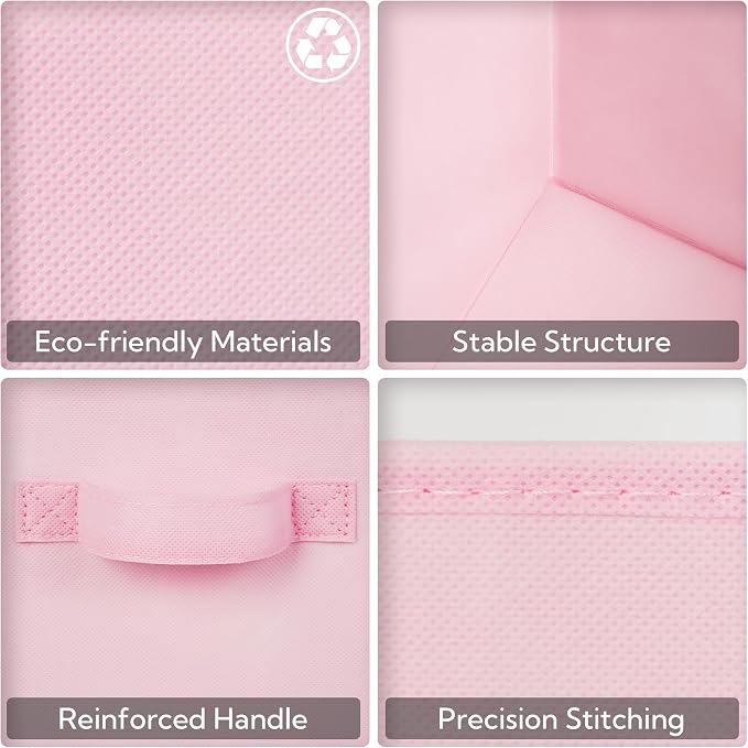 GRANNY SAYS Cube Storage, 13x13 Cube Storage Organizer Bins, Collapsible Storage Bins with Handle, Closet Storage Bins, Baskets for Shelves, Cubby Storage Organizer, Pink, 6-Pack - Image 5