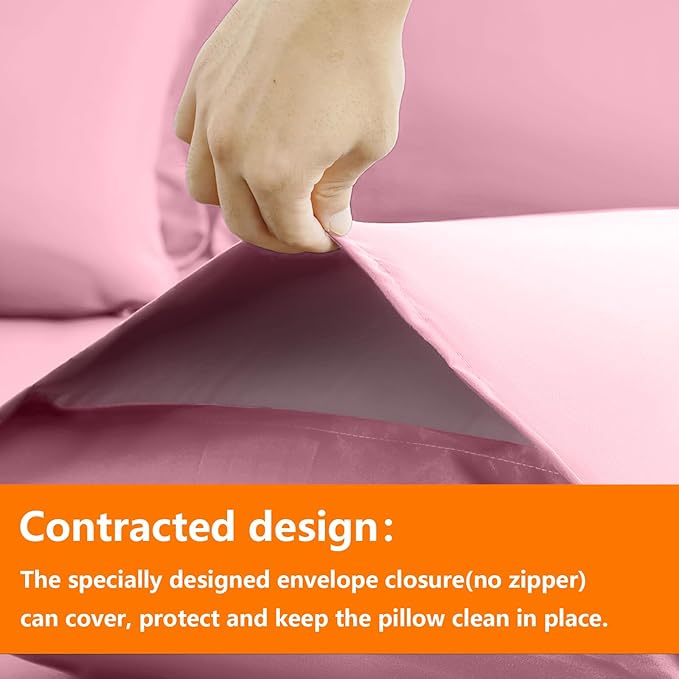 TAIMIT Pink Queen Size Comforter Set - 7 Pieces, Bed in a Bag Bedding Sets with All Season Soft Quilted Warm Fluffy Reversible Comforter,Flat Sheet,Fitted Sheet,2 Pillow Shams,2 Pillowcases