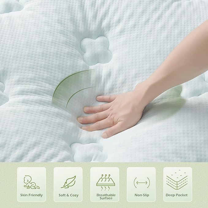 Hansleep Twin Mattress Pad Topper Memory Foam, Twin Foam Mattress Topper Viscose Derived from Bamboo, Twin Size Bed Mattress Pad Cover for Back Pain Relief, 39" x 75", White