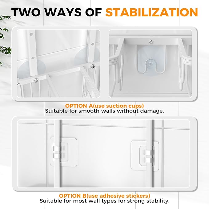 REINHARDT Aluminum Shower Caddy Hanging Adjustable Shower Caddy, Rustproof Hanging Shower Organizer with Hooks Soap Holders, Over Shower Head Caddy for Handheld Showerhead, White - Image 5